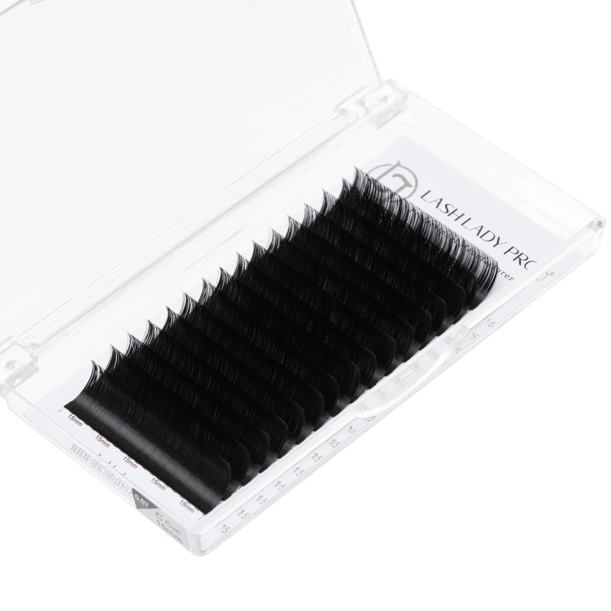 easy fanning eyelash extension tray with lash curls